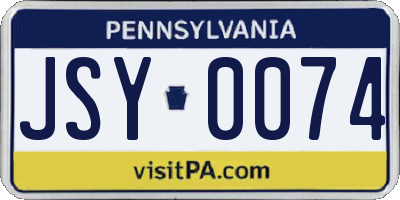 PA license plate JSY0074