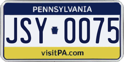PA license plate JSY0075
