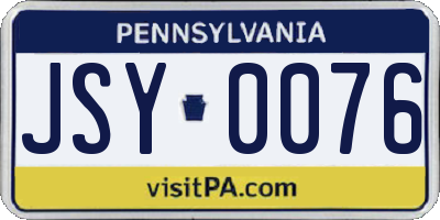 PA license plate JSY0076