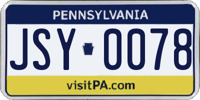PA license plate JSY0078