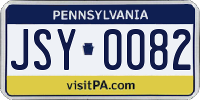 PA license plate JSY0082