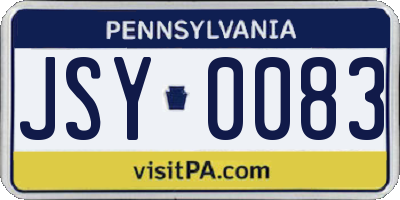 PA license plate JSY0083