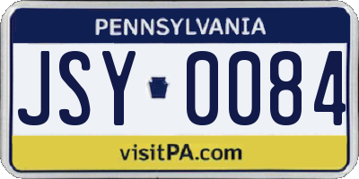 PA license plate JSY0084