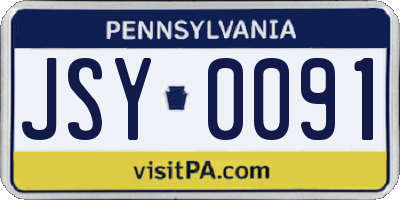 PA license plate JSY0091