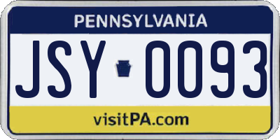 PA license plate JSY0093