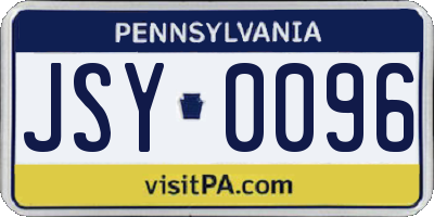 PA license plate JSY0096