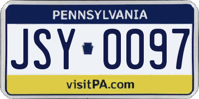 PA license plate JSY0097