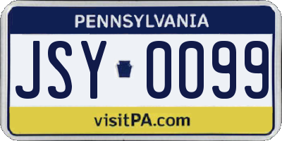 PA license plate JSY0099