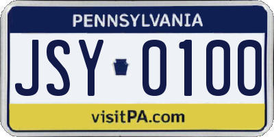 PA license plate JSY0100