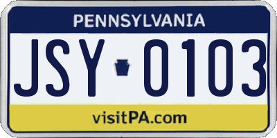 PA license plate JSY0103