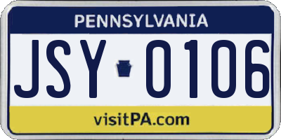 PA license plate JSY0106