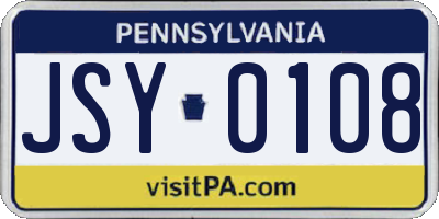 PA license plate JSY0108