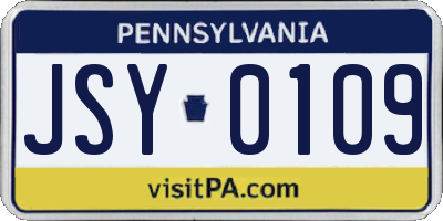 PA license plate JSY0109