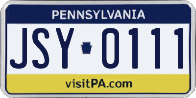 PA license plate JSY0111