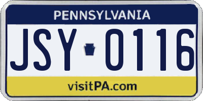 PA license plate JSY0116