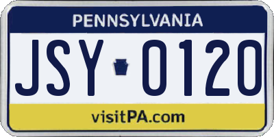 PA license plate JSY0120