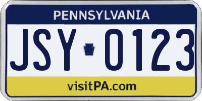 PA license plate JSY0123