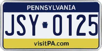 PA license plate JSY0125