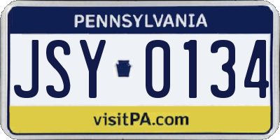 PA license plate JSY0134