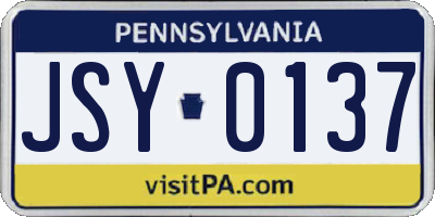 PA license plate JSY0137