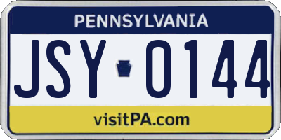 PA license plate JSY0144