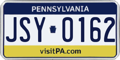 PA license plate JSY0162