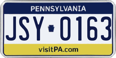 PA license plate JSY0163