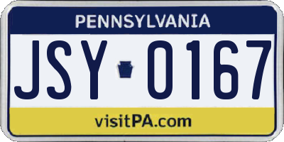 PA license plate JSY0167