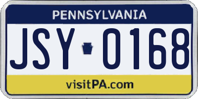 PA license plate JSY0168
