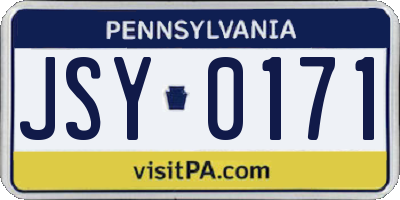 PA license plate JSY0171