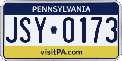 PA license plate JSY0173