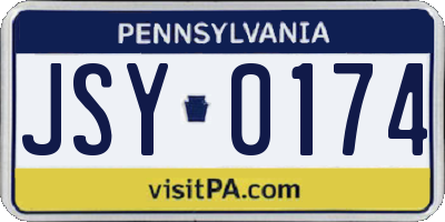 PA license plate JSY0174