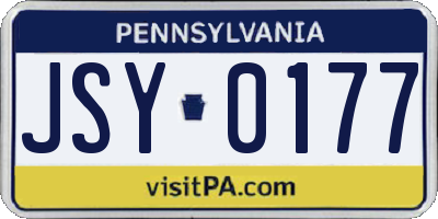 PA license plate JSY0177