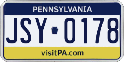 PA license plate JSY0178