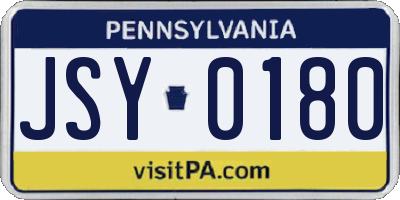 PA license plate JSY0180