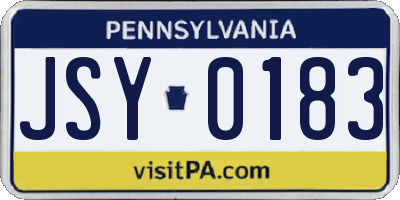 PA license plate JSY0183