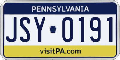 PA license plate JSY0191