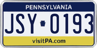 PA license plate JSY0193