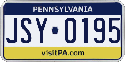 PA license plate JSY0195