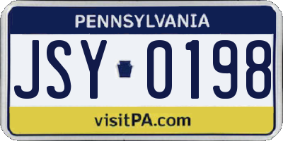 PA license plate JSY0198
