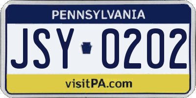 PA license plate JSY0202