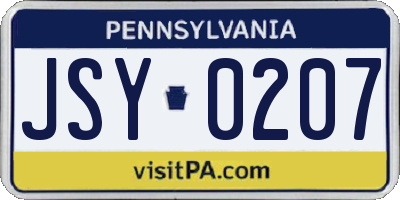 PA license plate JSY0207