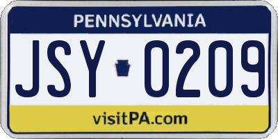 PA license plate JSY0209
