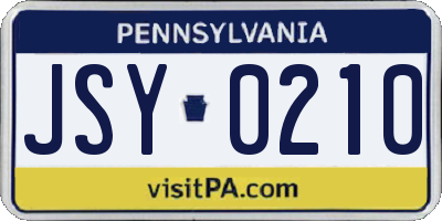 PA license plate JSY0210
