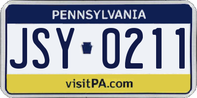 PA license plate JSY0211