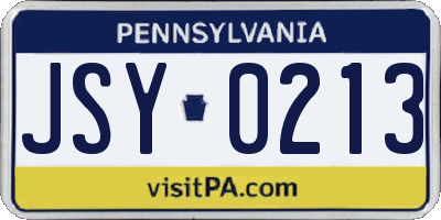 PA license plate JSY0213
