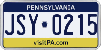 PA license plate JSY0215