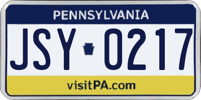 PA license plate JSY0217