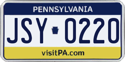 PA license plate JSY0220
