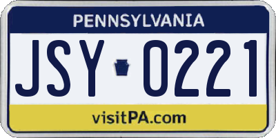 PA license plate JSY0221